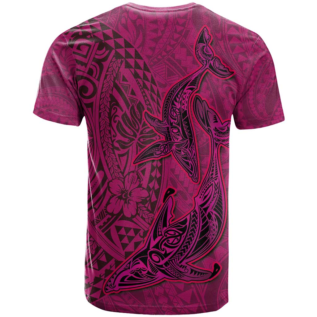 Hawaiian Whales Polynesian Art Motifs T Shirt Pink Color - Polynesian Pride