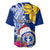 Custom Northern Mariana Islands Christmas Baseball Jersey Funny Santa Hug Latte Stone Ylang-ylang and Polynesia Pattern Blue LT03 - Polynesian Pride