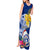 Custom Northern Mariana Islands Christmas Tank Maxi Dress Funny Santa Hug Latte Stone Ylang-ylang and Polynesia Pattern Blue LT03 - Polynesian Pride