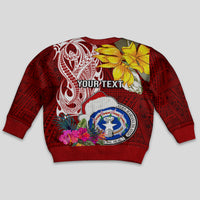 Custom Northern Mariana Islands Christmas Kid Ugly Christmas Sweater Funny Santa Hug Latte Stone Ylang-ylang and Polynesia Pattern Red LT03 - Polynesian Pride
