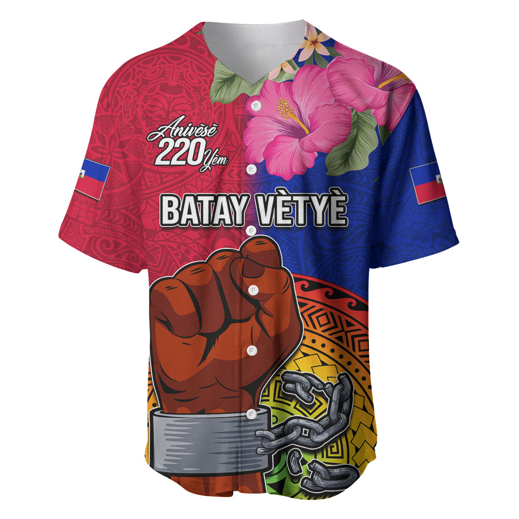 Haiti Battle of Vertieres Baseball Jersey The Haitian Revolution 220th Anniversary Polynesian Style LT03 Red - Polynesian Pride