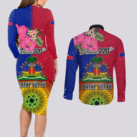 Haiti Battle of Vertieres Couples Matching Long Sleeve Bodycon Dress and Long Sleeve Button Shirt The Haitian Revolution 220th Anniversary Polynesian Style LT03 - Polynesian Pride