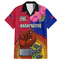 Haiti Battle of Vertieres Family Matching Off Shoulder Long Sleeve Dress and Hawaiian Shirt The Haitian Revolution 220th Anniversary Polynesian Style LT03 Dad's Shirt - Short Sleeve Red - Polynesian Pride