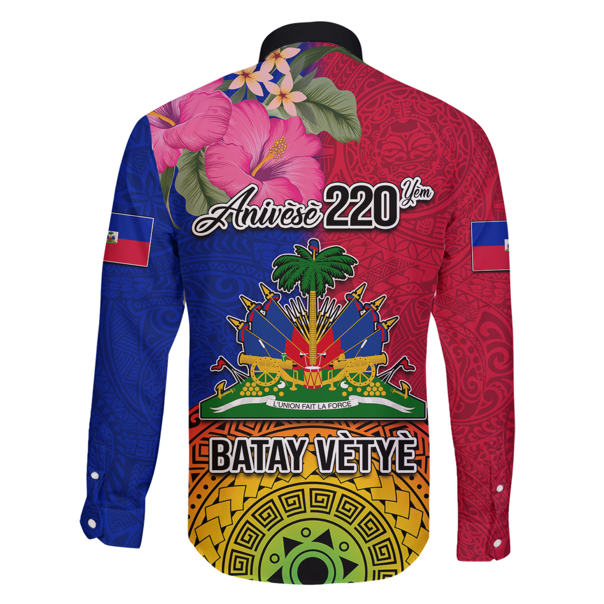 Haiti Battle of Vertieres Family Matching Off Shoulder Long Sleeve Dress and Hawaiian Shirt The Haitian Revolution 220th Anniversary Polynesian Style LT03 - Polynesian Pride