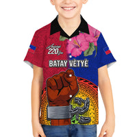 Haiti Battle of Vertieres Family Matching Off Shoulder Long Sleeve Dress and Hawaiian Shirt The Haitian Revolution 220th Anniversary Polynesian Style LT03 Son's Shirt Red - Polynesian Pride