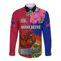 Haiti Battle of Vertieres Long Sleeve Button Shirt The Haitian Revolution 220th Anniversary Polynesian Style LT03 Unisex Red - Polynesian Pride