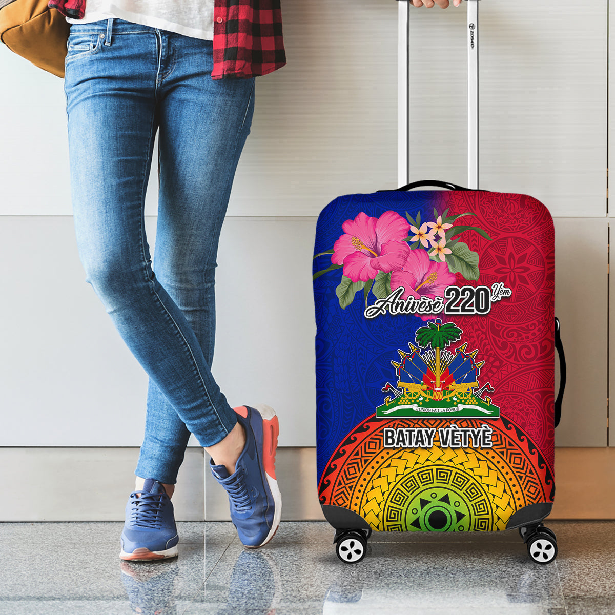 Haiti Battle of Vertieres Luggage Cover The Haitian Revolution 220th Anniversary Polynesian Style LT03 - Polynesian Pride