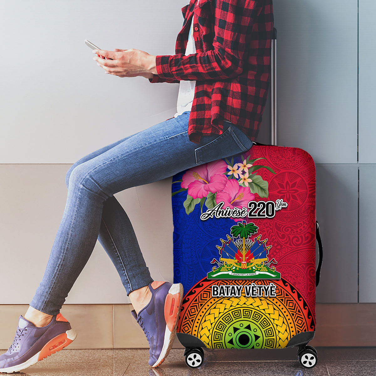 Haiti Battle of Vertieres Luggage Cover The Haitian Revolution 220th Anniversary Polynesian Style LT03 - Polynesian Pride