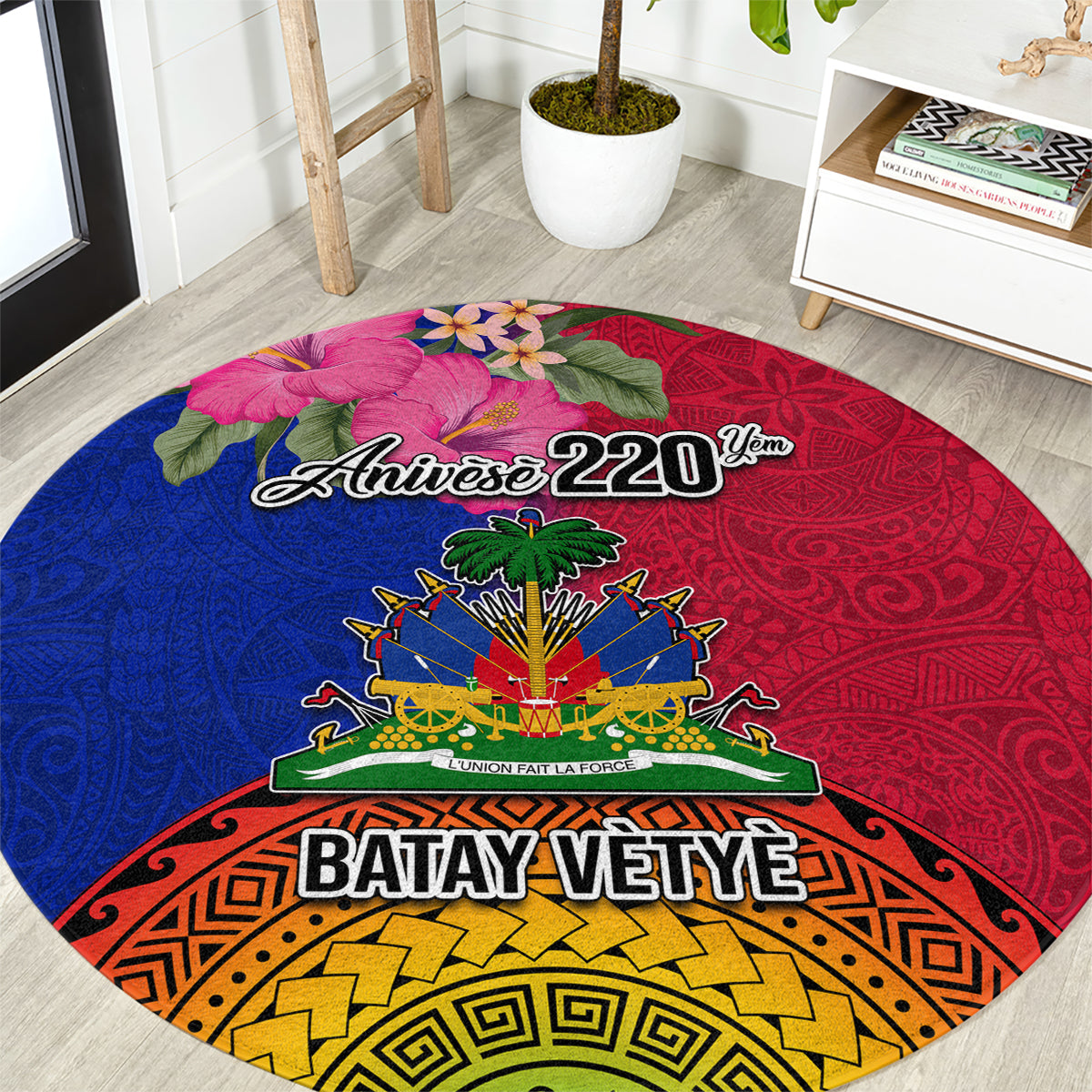 Haiti Battle of Vertieres Round Carpet The Haitian Revolution 220th Anniversary Polynesian Style LT03 Red - Polynesian Pride