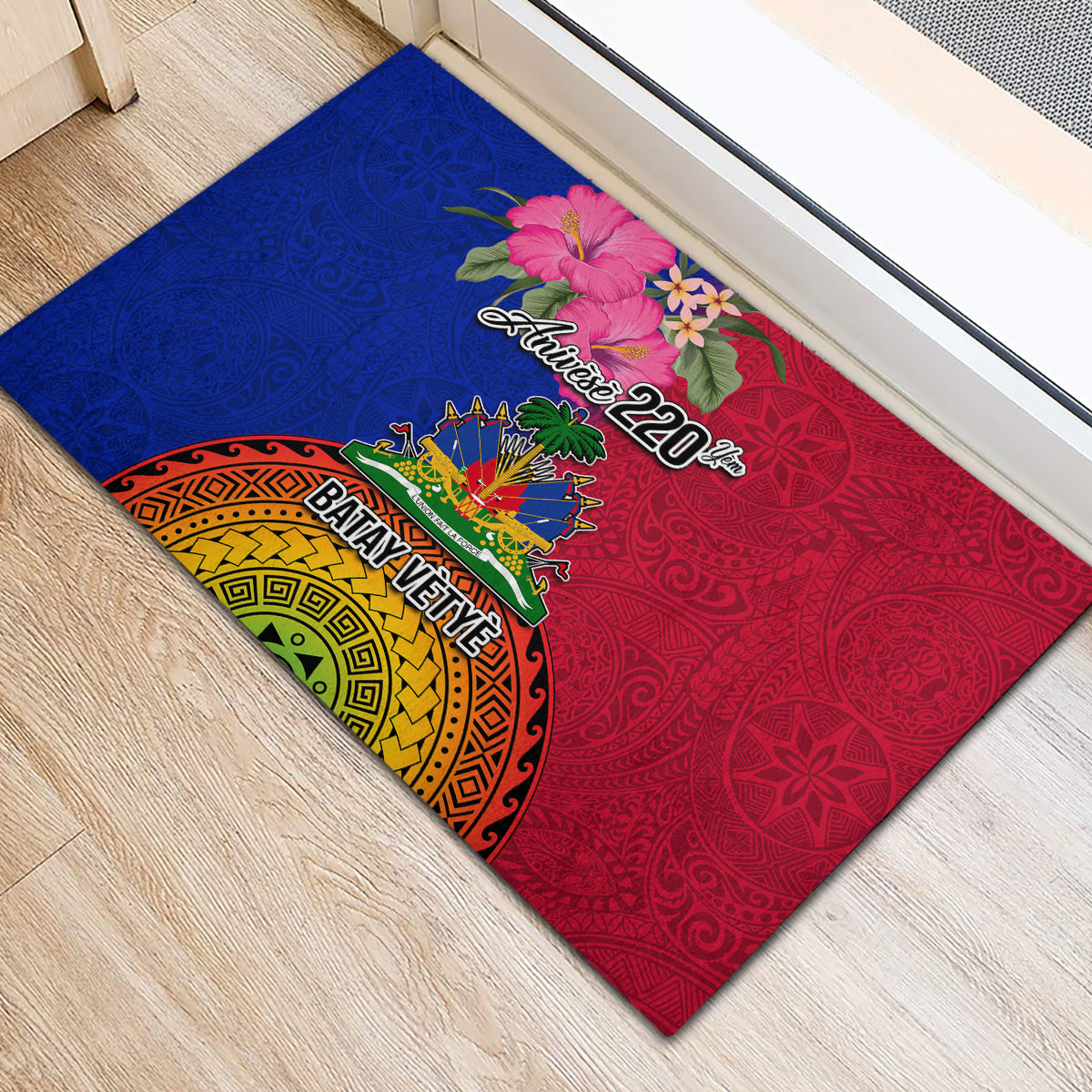 Haiti Battle of Vertieres Rubber Doormat The Haitian Revolution 220th Anniversary Polynesian Style LT03 - Polynesian Pride