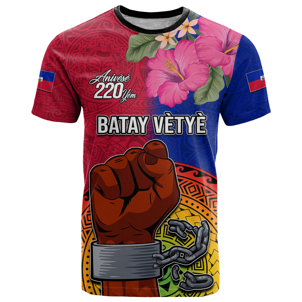 Haiti Battle of Vertieres T Shirt The Haitian Revolution 220th Anniversary Polynesian Style LT03 Red - Polynesian Pride