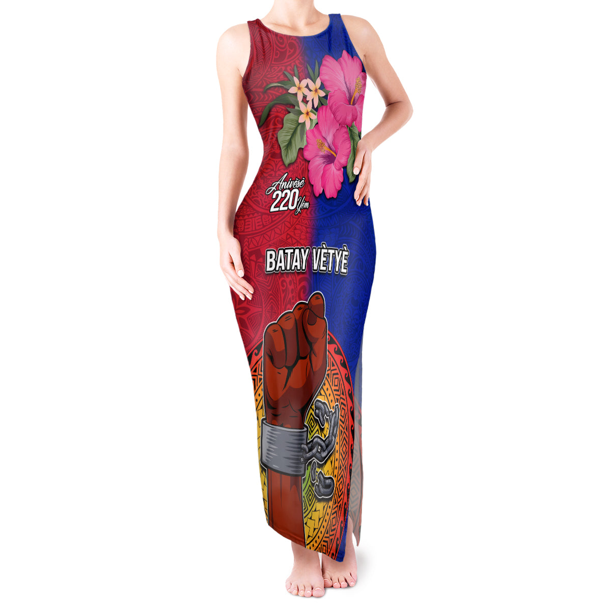 Haiti Battle of Vertieres Tank Maxi Dress The Haitian Revolution 220th Anniversary Polynesian Style LT03 Women Red - Polynesian Pride