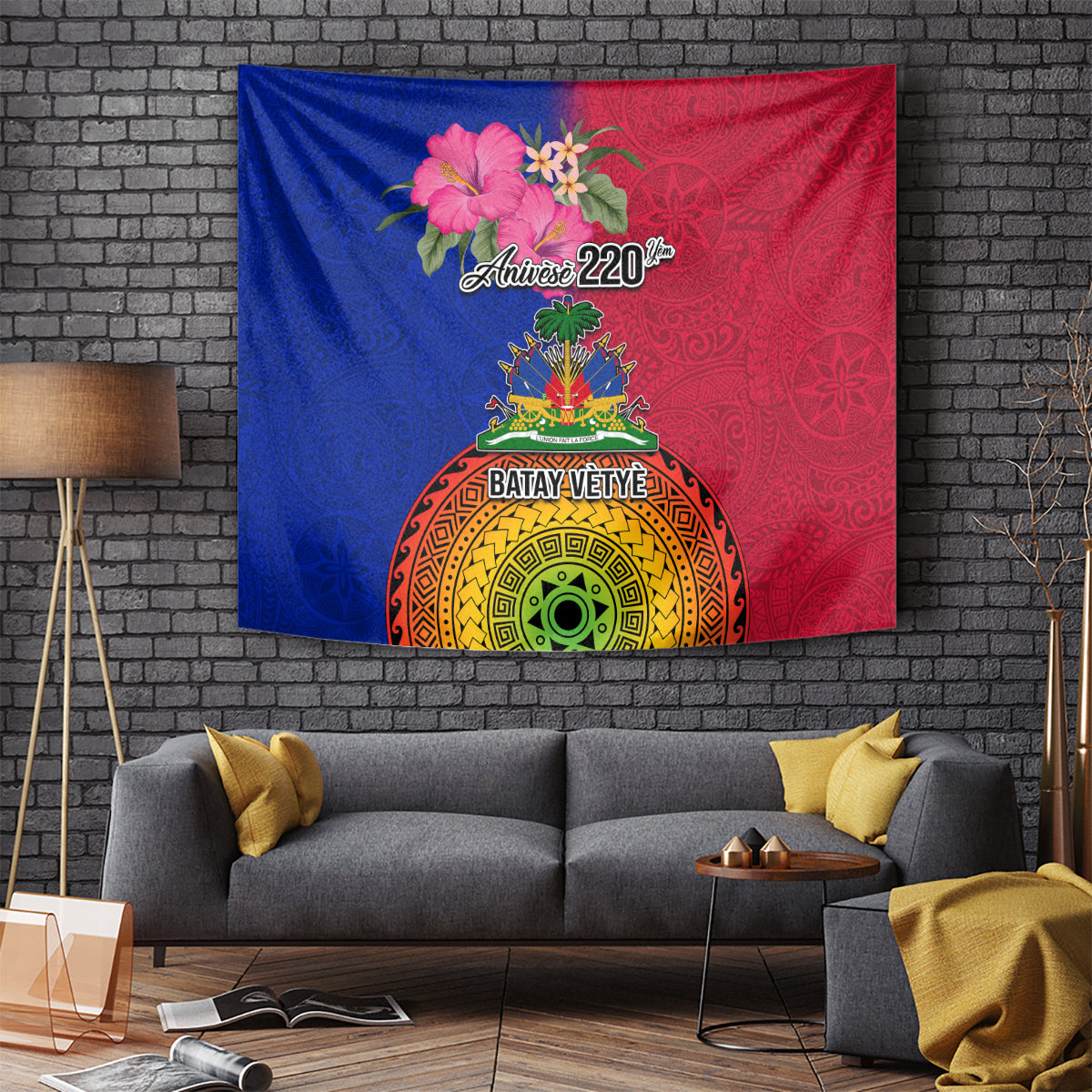 Haiti Battle of Vertieres Tapestry The Haitian Revolution 220th Anniversary Polynesian Style LT03 Red - Polynesian Pride