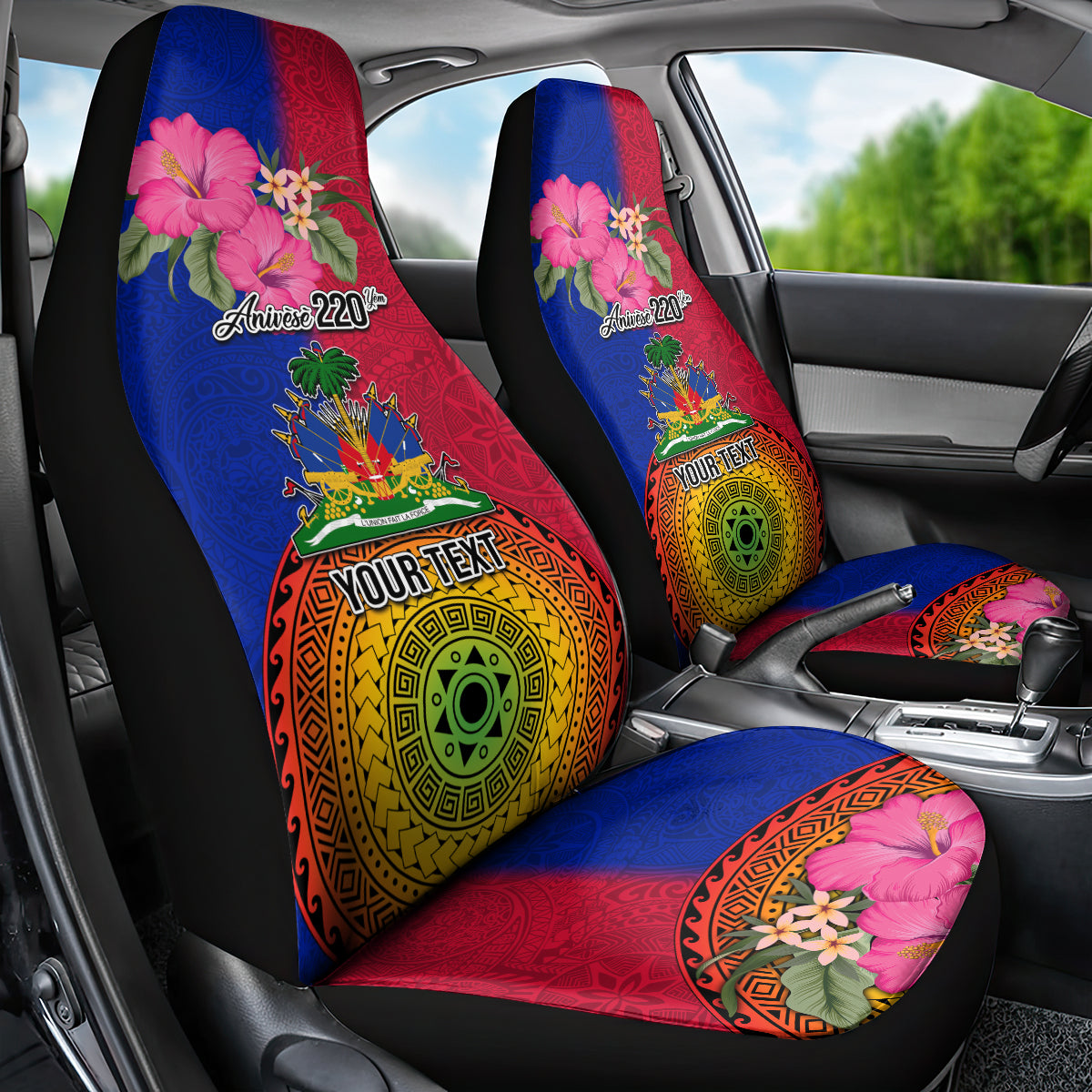 Personalised Haiti Battle of Vertieres Car Seat Cover The Haitian Revolution 220th Anniversary Polynesian Style LT03 - Polynesian Pride