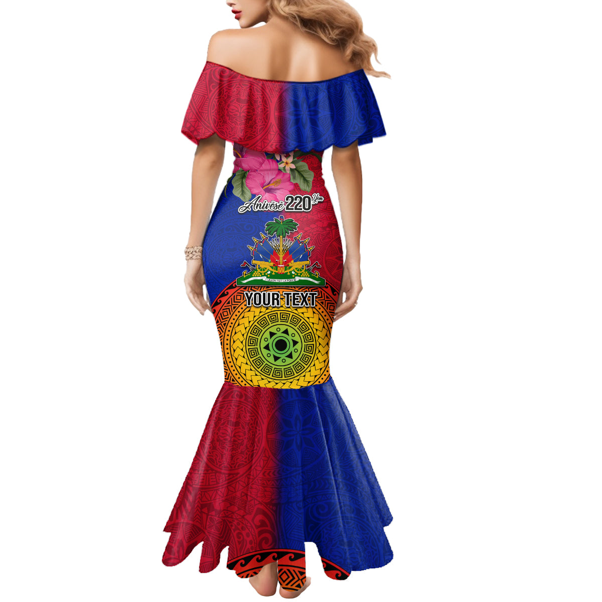 Personalised Haiti Battle of Vertieres Mermaid Dress The Haitian Revolution 220th Anniversary Polynesian Style LT03 - Polynesian Pride