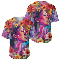Polynesian Women Baseball Jersey Tropical Plant - Vibrant Surreal Dreamscape Vibe