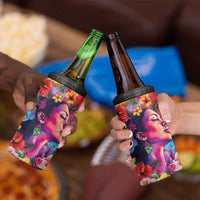 Polynesian Women 4 in 1 Can Cooler Tumbler Tropical Plant - Vibrant Surreal Dreamscape Vibe