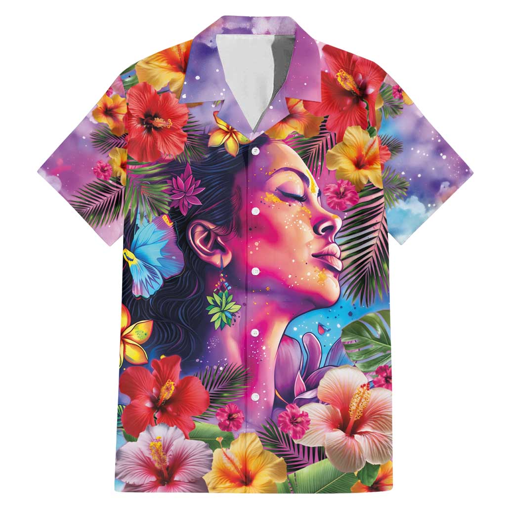 Polynesian Women Family Matching Mermaid Dress and Hawaiian Shirt Tropical Plant - Vibrant Surreal Dreamscape Vibe