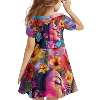 Polynesian Women Family Matching Off Shoulder Maxi Dress and Hawaiian Shirt Tropical Plant - Vibrant Surreal Dreamscape Vibe