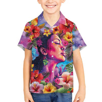Polynesian Women Family Matching Tank Maxi Dress and Hawaiian Shirt Tropical Plant - Vibrant Surreal Dreamscape Vibe