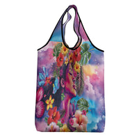 Polynesian Women Grocery Bag Tropical Plant - Vibrant Surreal Dreamscape Vibe