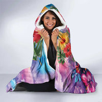 Polynesian Women Hooded Blanket Tropical Plant - Vibrant Surreal Dreamscape Vibe
