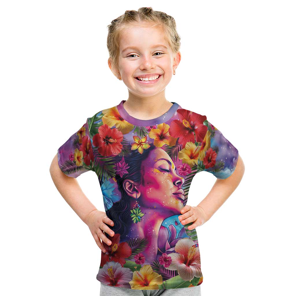 Polynesian Women Kid T Shirt Tropical Plant - Vibrant Surreal Dreamscape Vibe