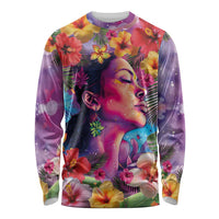 Polynesian Women Long Sleeve Shirt Tropical Plant - Vibrant Surreal Dreamscape Vibe LT03 Unisex Pink-Purple - Polynesian Pride