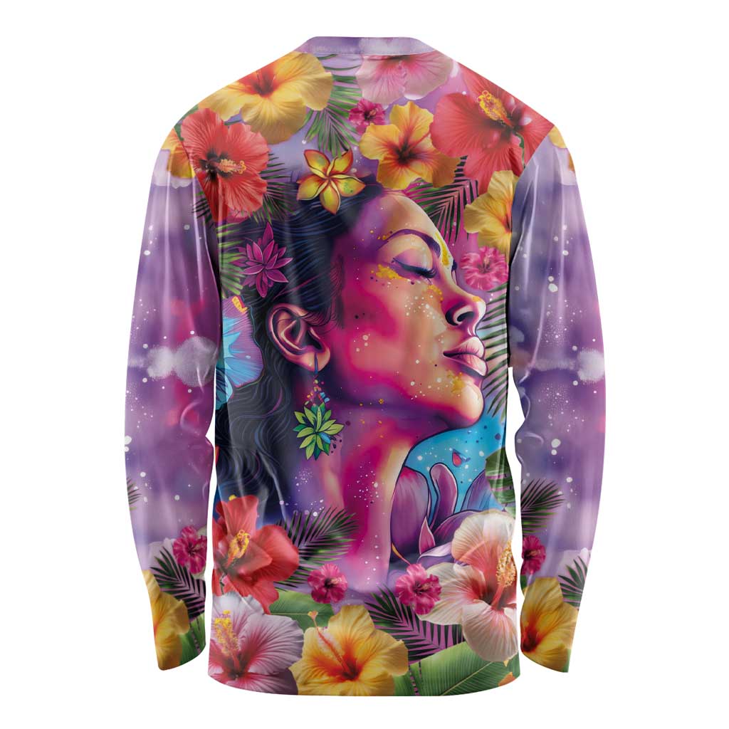 Polynesian Women Long Sleeve Shirt Tropical Plant - Vibrant Surreal Dreamscape Vibe LT03 - Polynesian Pride