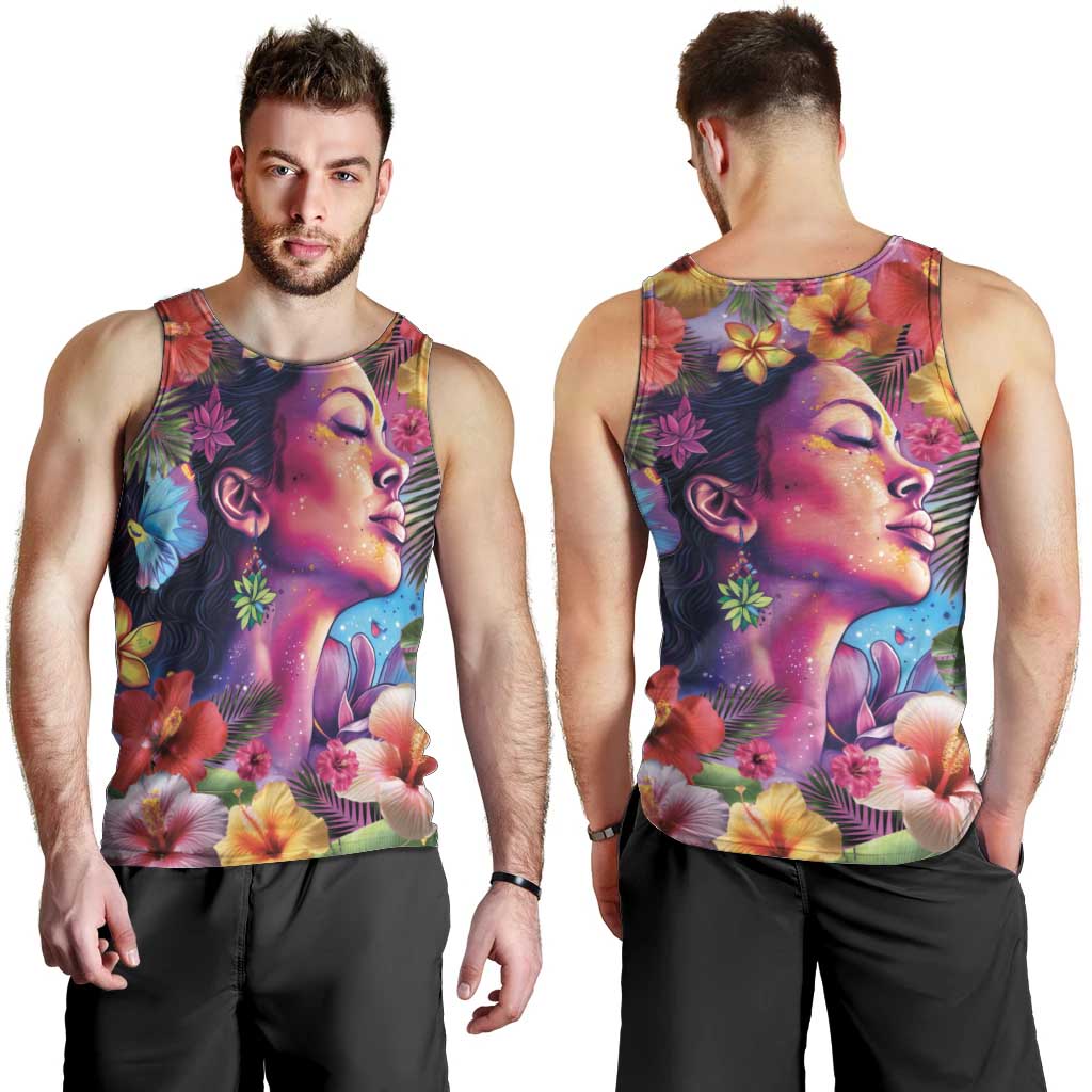 Polynesian Women Men Tank Top Tropical Plant - Vibrant Surreal Dreamscape Vibe