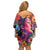 Polynesian Women Off Shoulder Short Dress Tropical Plant - Vibrant Surreal Dreamscape Vibe