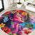 Polynesian Women Round Carpet Tropical Plant - Vibrant Surreal Dreamscape Vibe