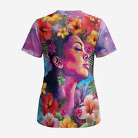 Polynesian Women Scrub Top Tropical Plant - Vibrant Surreal Dreamscape Vibe LT03 - Polynesian Pride