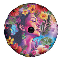 Polynesian Women Spare Tire Cover Tropical Plant - Vibrant Surreal Dreamscape Vibe