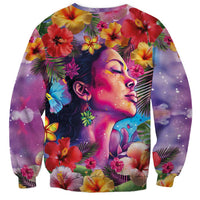 Polynesian Women Sweatshirt Tropical Plant - Vibrant Surreal Dreamscape Vibe