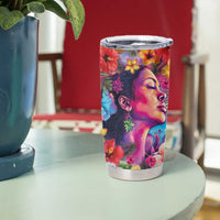 Polynesian Women Tumbler Cup Tropical Plant - Vibrant Surreal Dreamscape Vibe