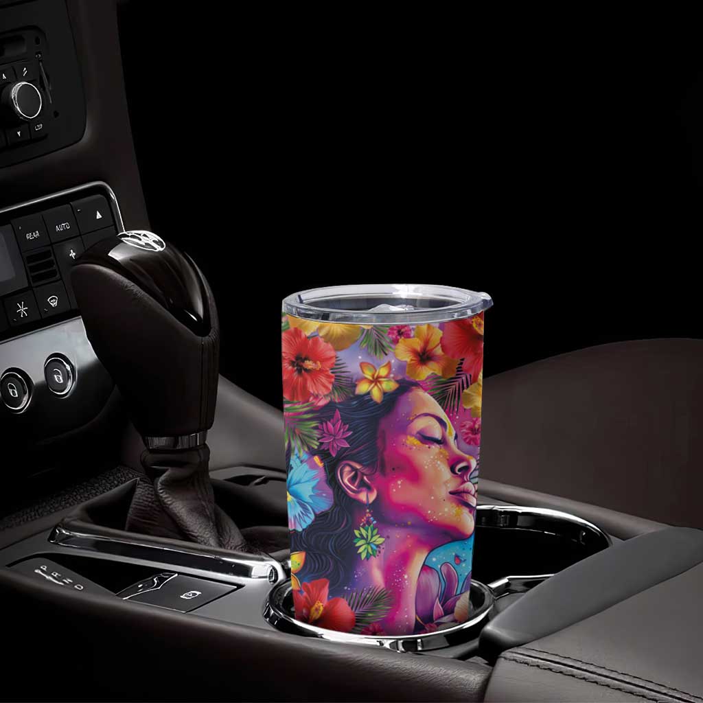 Polynesian Women Tumbler Cup Tropical Plant - Vibrant Surreal Dreamscape Vibe