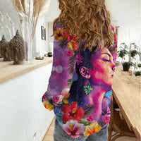 Polynesian Women Women Casual Shirt Tropical Plant - Vibrant Surreal Dreamscape Vibe