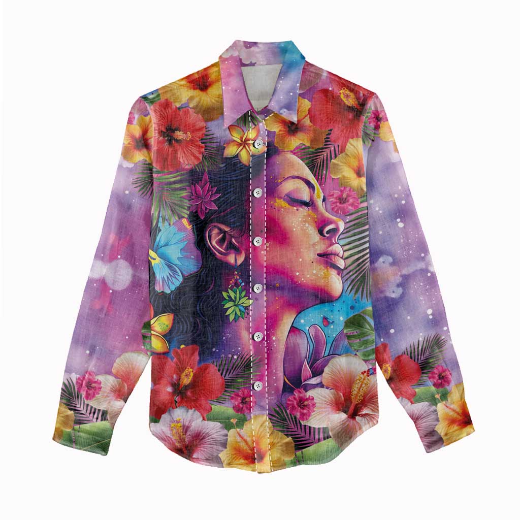 Polynesian Women Women Casual Shirt Tropical Plant - Vibrant Surreal Dreamscape Vibe