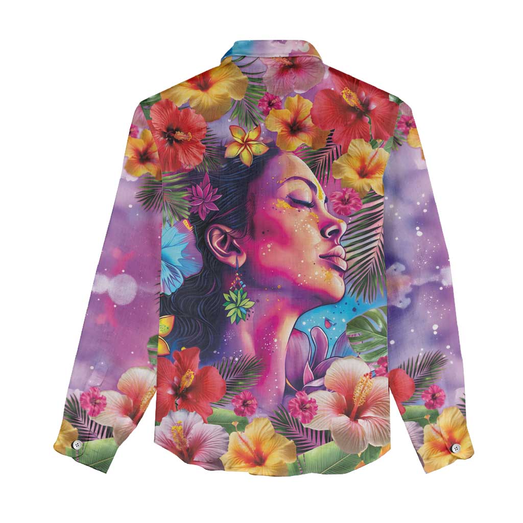Polynesian Women Women Casual Shirt Tropical Plant - Vibrant Surreal Dreamscape Vibe
