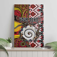 Personalised Aotearoa and Australia Together Canvas Wall Art Koru and Kangaroo - Taniko with Aboriginal Motif LT03 - Polynesian Pride