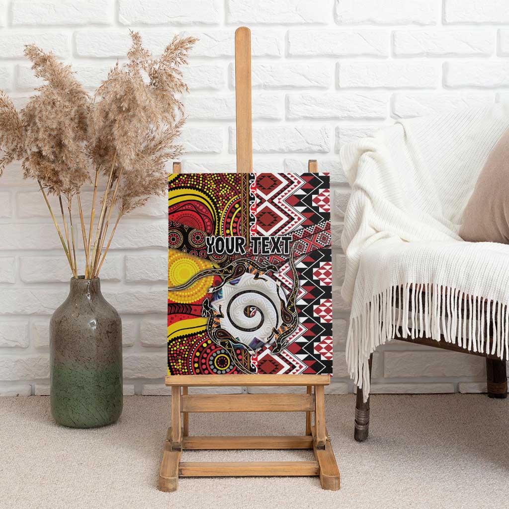 Personalised Aotearoa and Australia Together Canvas Wall Art Koru and Kangaroo - Taniko with Aboriginal Motif LT03 - Polynesian Pride