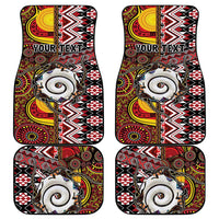 Personalised Aotearoa and Australia Together Car Mats Koru and Kangaroo - Taniko with Aboriginal Motif LT03 - Polynesian Pride