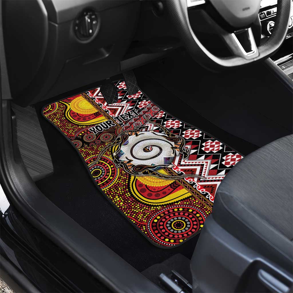 Personalised Aotearoa and Australia Together Car Mats Koru and Kangaroo - Taniko with Aboriginal Motif LT03 - Polynesian Pride