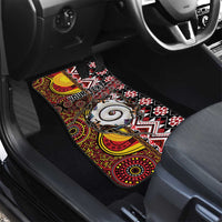 Personalised Aotearoa and Australia Together Car Mats Koru and Kangaroo - Taniko with Aboriginal Motif LT03 - Polynesian Pride