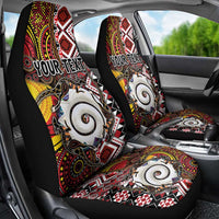 Personalised Aotearoa and Australia Together Car Seat Cover Koru and Kangaroo - Taniko with Aboriginal Motif