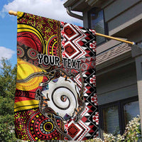 Personalised Aotearoa and Australia Together Garden Flag Koru and Kangaroo - Taniko with Aboriginal Motif LT03 - Polynesian Pride