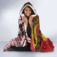 Personalised Aotearoa and Australia Together Hooded Blanket Koru and Kangaroo - Taniko with Aboriginal Motif LT03 - Polynesian Pride