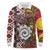 Personalised Aotearoa and Australia Together Long Sleeve Polo Shirt Koru and Kangaroo - Taniko with Aboriginal Motif