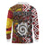 Personalised Aotearoa and Australia Together Long Sleeve Polo Shirt Koru and Kangaroo - Taniko with Aboriginal Motif